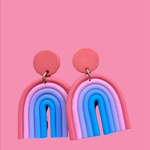 Pink and Blue Rainbow Earrings
